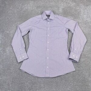 Indochino Shirt Mens 15‎ White Red Blue Check Slim Fit Cotton Button Up Business